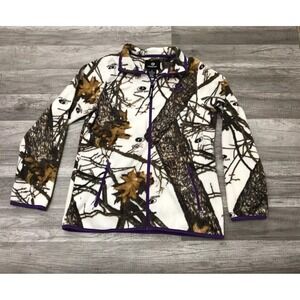 Mossy Oak Hunting Snow Basic Jacket Women's White Fleece Camouflage Full Zip-Up‎